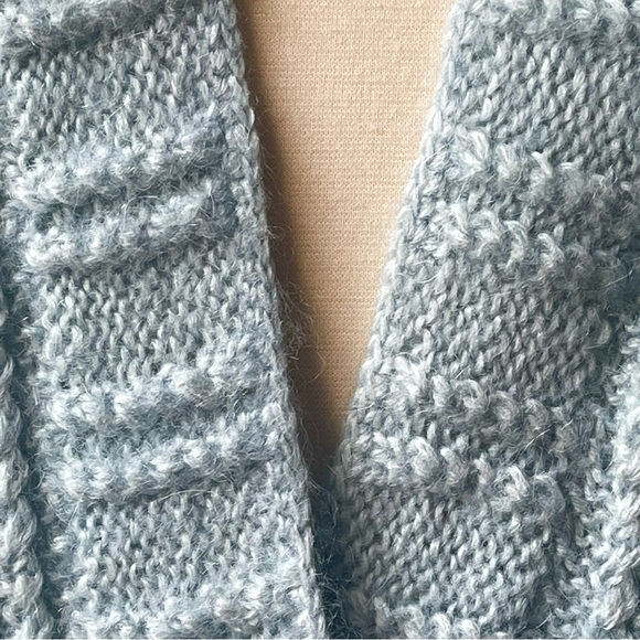 Blue Wool Handcrafted V neck button down Cardigan sweater SZ: M - Picture 8 of 11